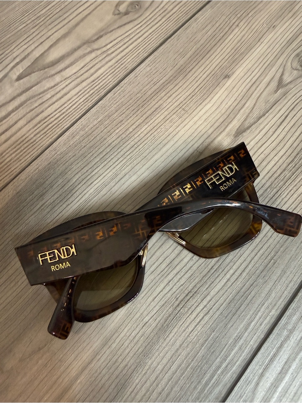 Fendi Brown Tortoiseshell FF-Pattern Square Sunglasses - Picture 4 of 5